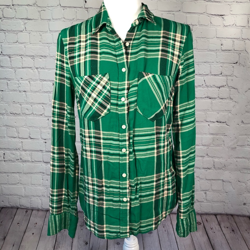 Merona green plaid, long sleeve button up